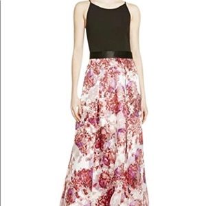 Aidan Mattox Womens Floral Print Formal size 0 WOW pink black stretch organza
